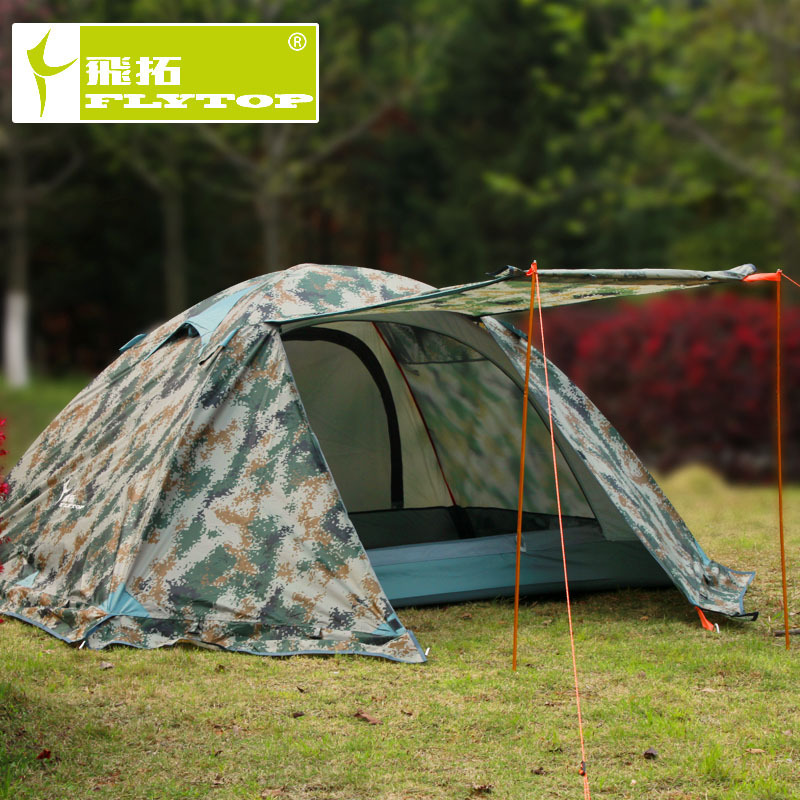 패브릭 더블 레이어 알루미늄 폴 캠핑 텐트, 바람 필드 스노우 스커트 포함 고품질